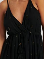 South Beach Black Sequin Detail Cami V-Neck Maxi Dress - Image 4 of 6