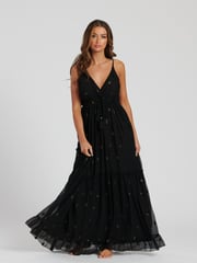 South Beach Black Sequin Detail Cami V-Neck Maxi Dress - Image 5 of 6
