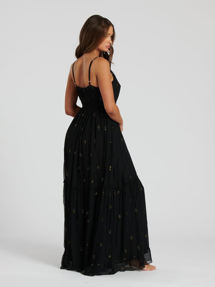 South Beach Black Sequin Detail Cami V-Neck Maxi Dress - Image 6 of 6