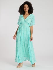 South Beach Green Sequin Detail Button Midi Dress - Image 1 of 1