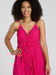 South Beach Pink Sequin Detail Cami V-Neck Maxi Dress - Image 3 of 3
