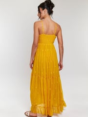 South Beach Yellow Sequin Detail Cami V-Neck Maxi Dress - Image 2 of 6