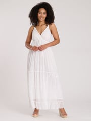 South Beach White Sequin Detail Cami V-Neck Maxi Dress - Image 1 of 5