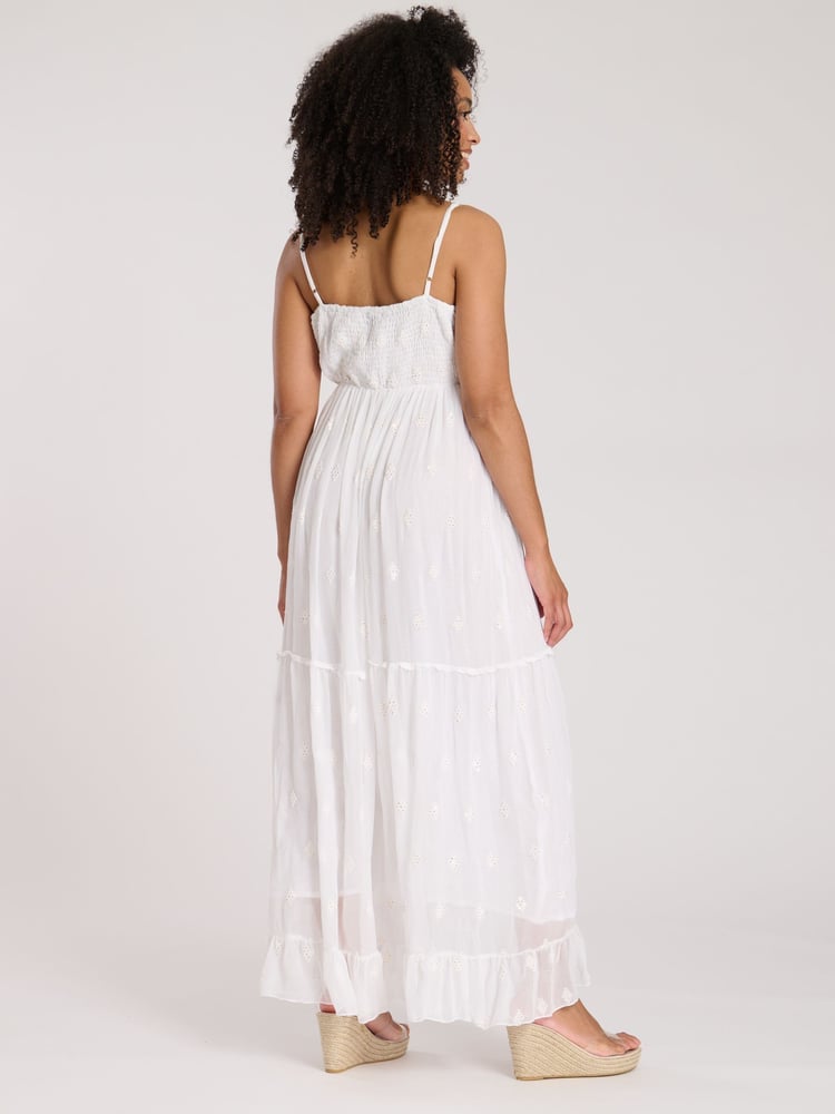 South Beach White Sequin Detail Cami V-Neck Maxi Dress - Image 2 of 5