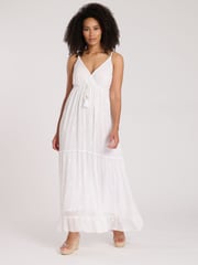 South Beach White Sequin Detail Cami V-Neck Maxi Dress - Image 3 of 5