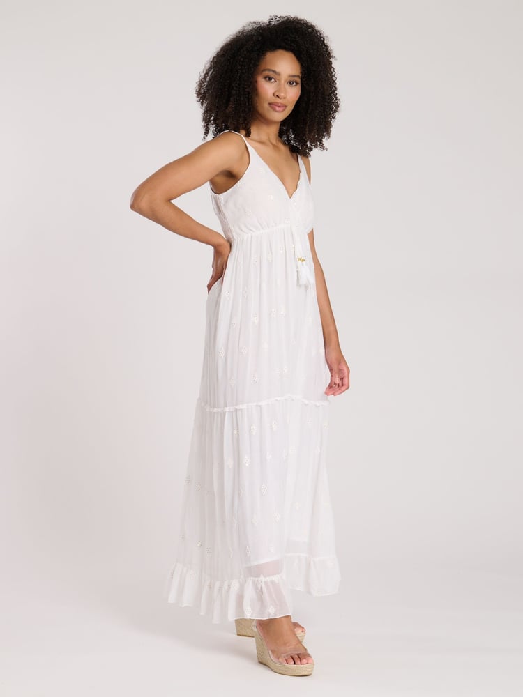 South Beach White Sequin Detail Cami V-Neck Maxi Dress - Image 5 of 5