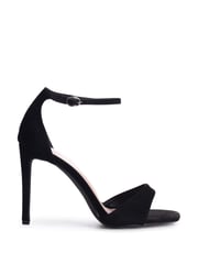 Linzi Black Elsa Faux Suede Barely There Heeled Sandals - Image 2 of 4