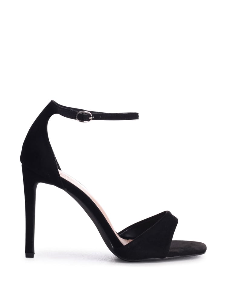 Linzi Black Elsa Faux Suede Barely There Heeled Sandals - Image 2 of 4