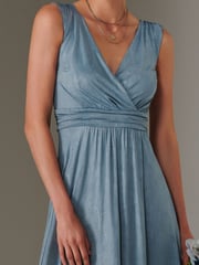 Jolie Moi Blue Ella Wrap Bodice Jersey Dress - Image 3 of 7