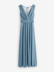 Jolie Moi Blue Ella Wrap Bodice Jersey Dress - Image 7 of 7