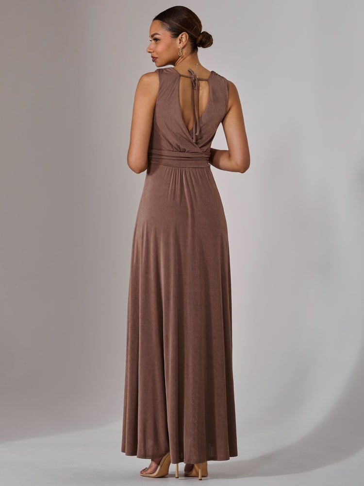Jolie Moi Natural Ella Wrap Bodice Jersey Dress - Image 2 of 8