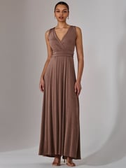 Jolie Moi Natural Ella Wrap Bodice Jersey Dress - Image 4 of 8