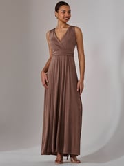 Jolie Moi Natural Ella Wrap Bodice Jersey Dress - Image 6 of 8