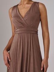 Jolie Moi Natural Ella Wrap Bodice Jersey Dress - Image 7 of 8