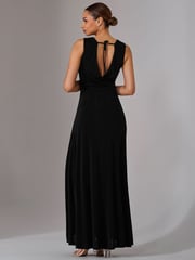 Jolie Moi Black Ella Wrap Bodice Jersey Dress - Image 2 of 6