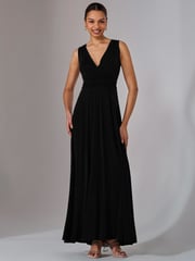 Jolie Moi Black Ella Wrap Bodice Jersey Dress - Image 3 of 6