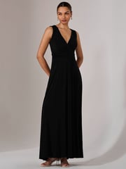 Jolie Moi Black Ella Wrap Bodice Jersey Dress - Image 5 of 6