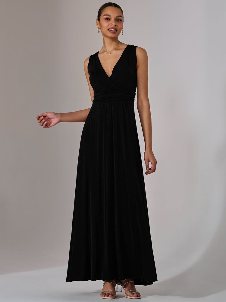 Jolie Moi Black Ella Wrap Bodice Jersey Dress - Image 6 of 6