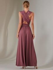 Jolie Moi Purple Halter Neck Maxi Bridesmaid Dress - Image 2 of 7