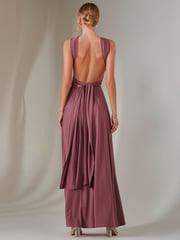 Jolie Moi Purple Halter Neck Maxi Bridesmaid Dress - Image 3 of 7