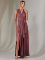Jolie Moi Purple Halter Neck Maxi Bridesmaid Dress - Image 4 of 7