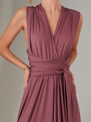 Jolie Moi Purple Halter Neck Maxi Bridesmaid Dress - Image 5 of 7