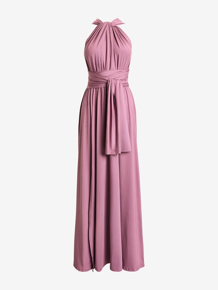Jolie Moi Purple Halter Neck Maxi Bridesmaid Dress - Image 7 of 7