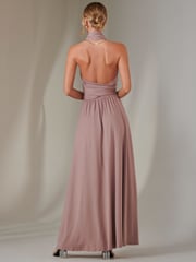 Jolie Moi Pink Halter Neck Maxi Bridesmaid Dress - Image 2 of 7