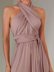 Jolie Moi Pink Halter Neck Maxi Bridesmaid Dress - Image 5 of 7