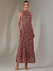 Jolie Moi Red Chiffon Maxi Dress - Image 1 of 6