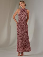 Jolie Moi Red Chiffon Maxi Dress - Image 4 of 6