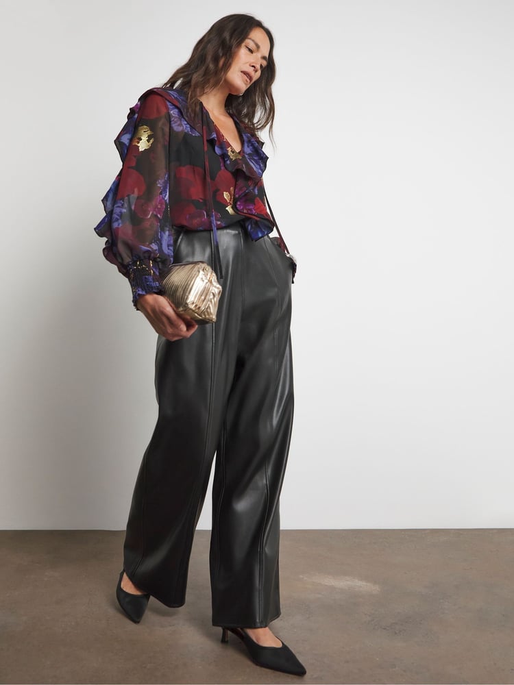 Joanna Hope Ruffle Black Blouse - Image 2 of 5