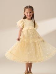 Angel & Rocket Yellow Luisa Sunshine Embroidered Mesh Dress - Image 4 of 9