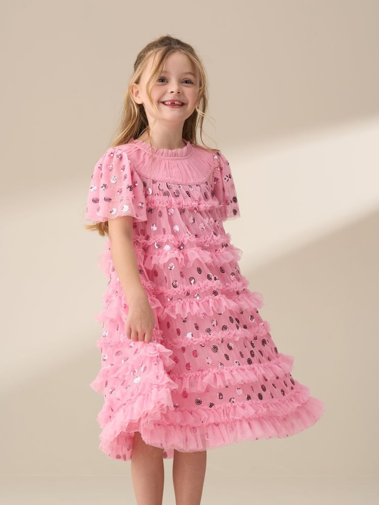 Angel & Rocket Pink Bea Mesh Frill Dress - Image 2 of 9