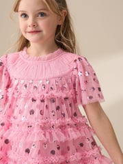 Angel & Rocket Pink Bea Mesh Frill Dress - Image 4 of 9