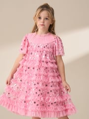 Angel & Rocket Pink Bea Mesh Frill Dress - Image 6 of 9