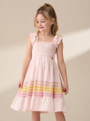 Angel & Rocket Pink Bella Ric Rac Midi 100% Cotton Dress - Image 1 of 9