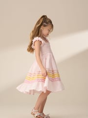 Angel & Rocket Pink Bella Ric Rac Midi 100% Cotton Dress - Image 3 of 9