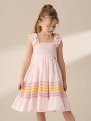 Angel & Rocket Pink Bella Ric Rac Midi 100% Cotton Dress - Image 4 of 9