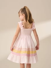 Angel & Rocket Pink Bella Ric Rac Midi 100% Cotton Dress - Image 5 of 9