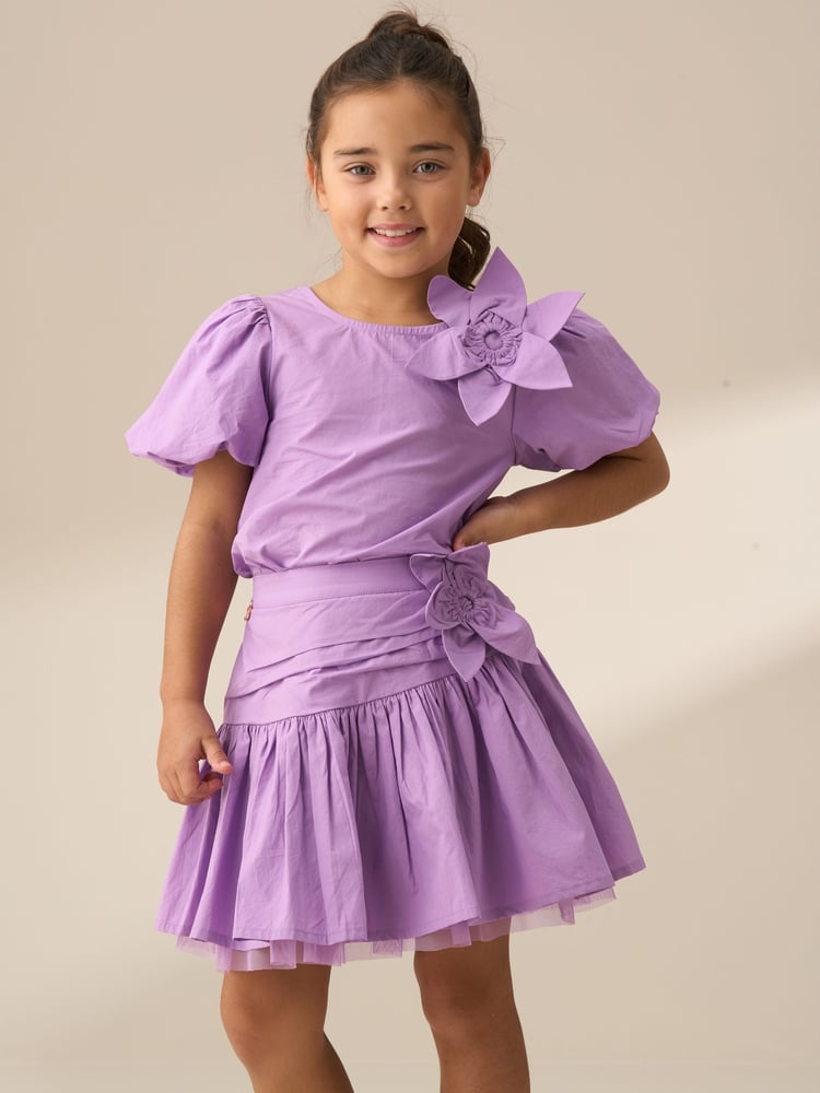 Angel & Rocket Purple Roxie Corsage Woven 100% Cotton Skirt - Image 1 of 7