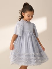 Angel & Rocket Blue Xeni Foil Print Mesh Dress - Image 1 of 8