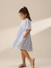 Angel & Rocket Blue Xeni Foil Print Mesh Dress - Image 3 of 8