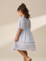 Angel & Rocket Blue Xeni Foil Print Mesh Dress - Image 4 of 8