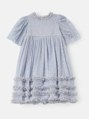 Angel & Rocket Blue Xeni Foil Print Mesh Dress - Image 6 of 8