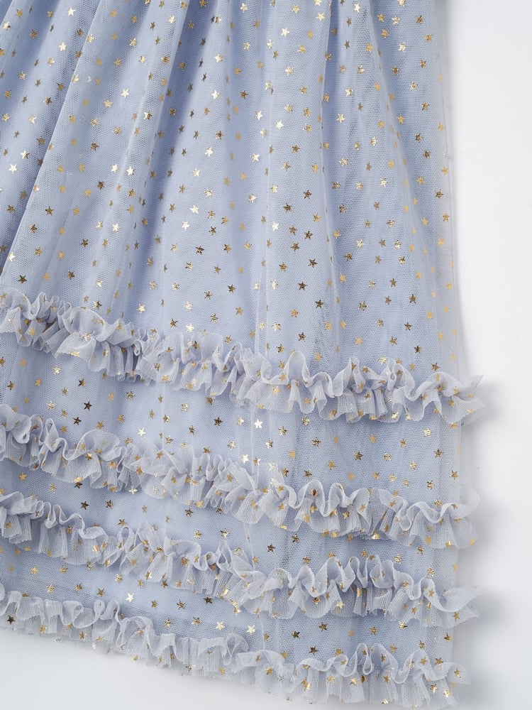 Angel & Rocket Blue Xeni Foil Print Mesh Dress - Image 8 of 8