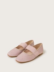 Monsoon Pink Diamante Elastic Ballet Flats - Image 1 of 3