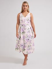 Yours Curve Pink London V-Neck Pleated Dress - Image 2 of 5