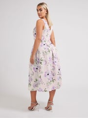 Yours Curve Pink London V-Neck Pleated Dress - Image 4 of 5