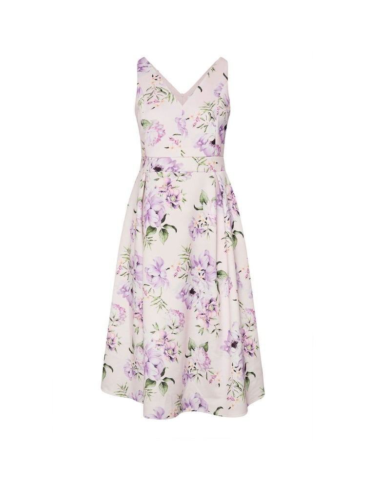 Yours Curve Pink London V-Neck Pleated Dress - Image 5 of 5